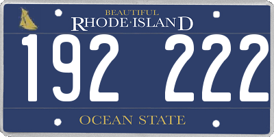 RI license plate 192222