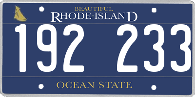 RI license plate 192233