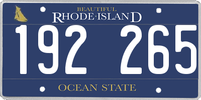 RI license plate 192265