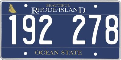 RI license plate 192278