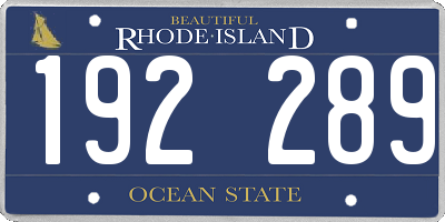 RI license plate 192289
