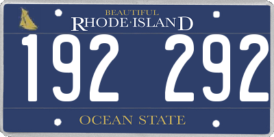 RI license plate 192292
