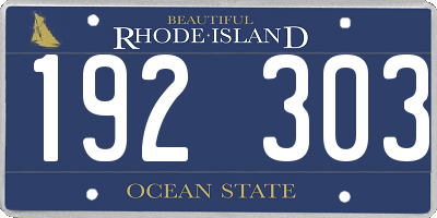 RI license plate 192303