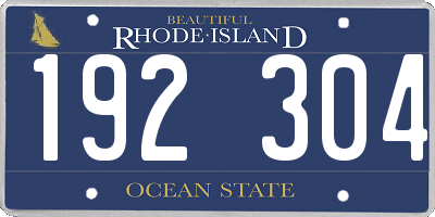 RI license plate 192304