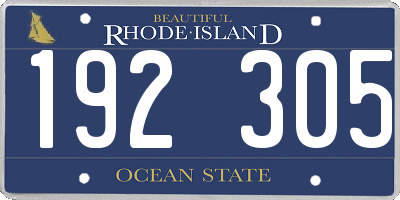 RI license plate 192305