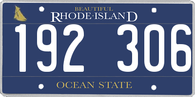 RI license plate 192306