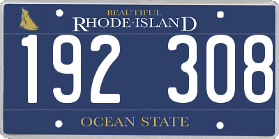 RI license plate 192308