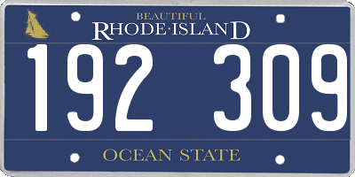 RI license plate 192309