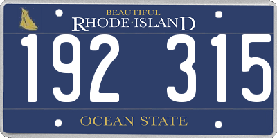 RI license plate 192315