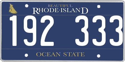 RI license plate 192333