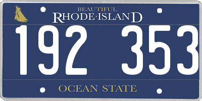 RI license plate 192353