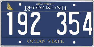 RI license plate 192354