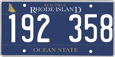 RI license plate 192358