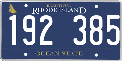 RI license plate 192385