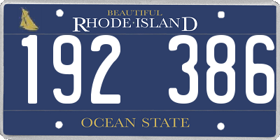 RI license plate 192386
