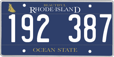 RI license plate 192387