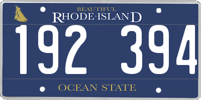 RI license plate 192394