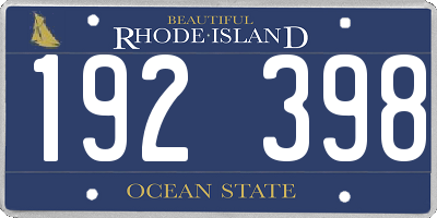 RI license plate 192398