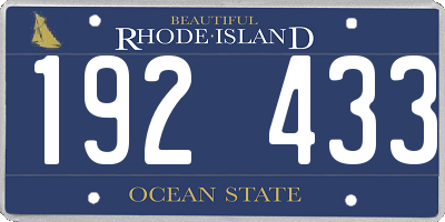 RI license plate 192433