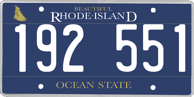 RI license plate 192551