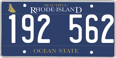 RI license plate 192562