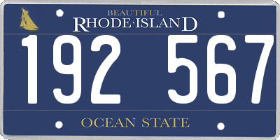 RI license plate 192567