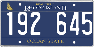 RI license plate 192645