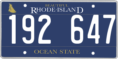 RI license plate 192647