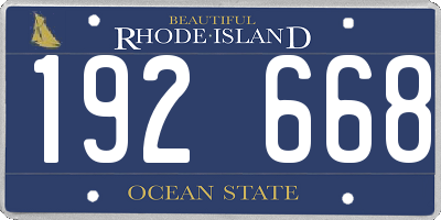 RI license plate 192668