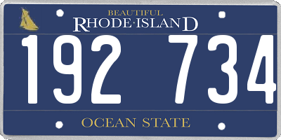 RI license plate 192734
