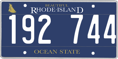 RI license plate 192744