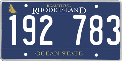 RI license plate 192783