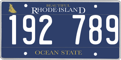 RI license plate 192789