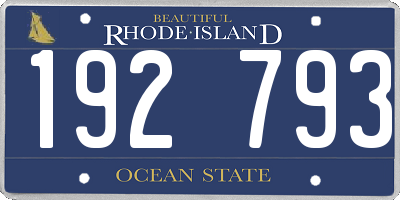 RI license plate 192793