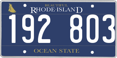 RI license plate 192803