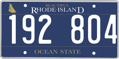 RI license plate 192804