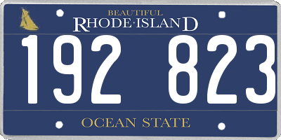 RI license plate 192823