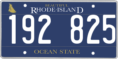 RI license plate 192825