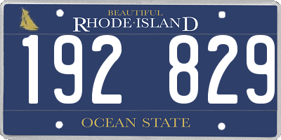 RI license plate 192829