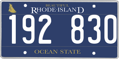 RI license plate 192830