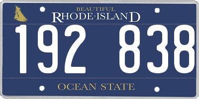 RI license plate 192838