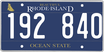RI license plate 192840