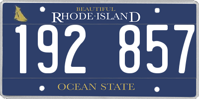 RI license plate 192857