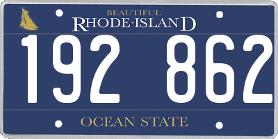 RI license plate 192862