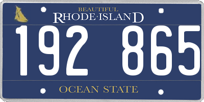 RI license plate 192865