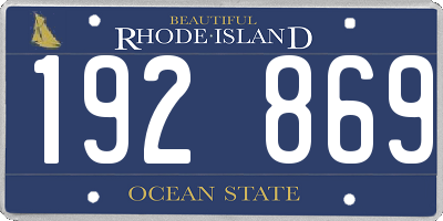RI license plate 192869