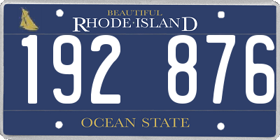RI license plate 192876