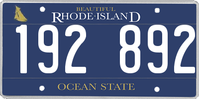 RI license plate 192892