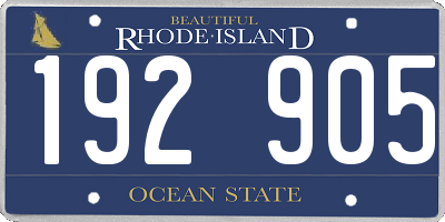 RI license plate 192905