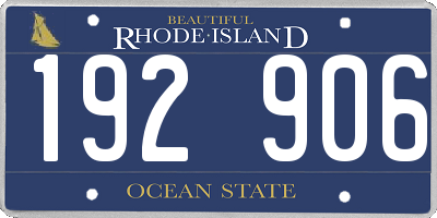 RI license plate 192906